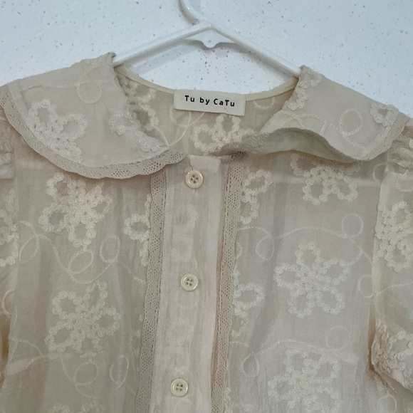 NWOT Elegant Lace Embroidered Cream Dress - Picture 5 of 11